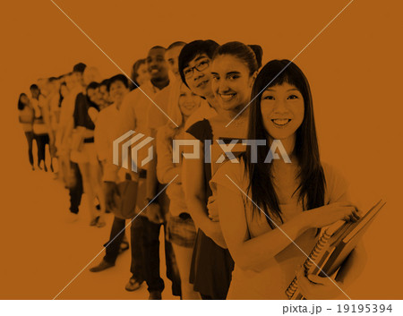 Multi-Ethnic Group Student Standing Line Friends Concept 19195394