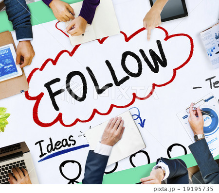 Follow Support Ideas Teamwork Social Media Concept Follow Support Ideas Teamwork Social Media Concept 19195735