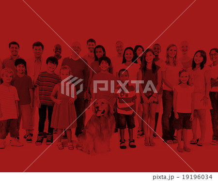 Multi-ethnic group of mixed age people together family Concept 19196034