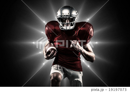 Composite image of american football player in red jersey runnin 19197073