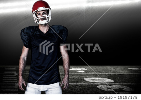 Composite image of rugby player looking up 19197178