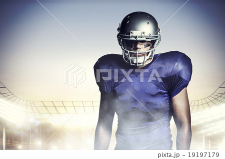 Composite image of american football player standing Composite image of american football player standing 19197179