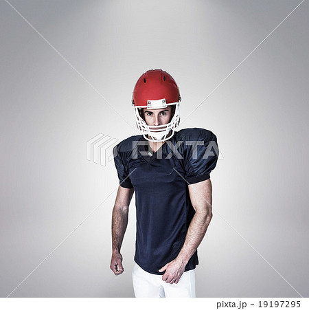 Composite image of portrait of a rugby player in blue posing 19197295