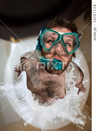 Bizarre man leaping out from toilet Bizarre man leaping out from toilet 19207118
