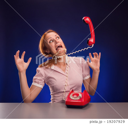 Big phone is screaming to woman Big phone is screaming to woman 19207929