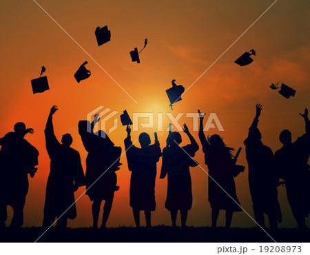 Group Students Celebrating Graduation Silhouette Concept 19208973