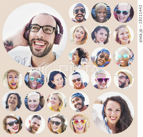 Portrait of Diverse Multiethnic Cheerful People Concept Portrait of Diverse Multiethnic Cheerful People Concept 19211442