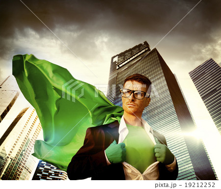 Superhero Businessman Strength Cityscape Leader Concept Superhero Businessman Strength Cityscape Leader Concept 19212252
