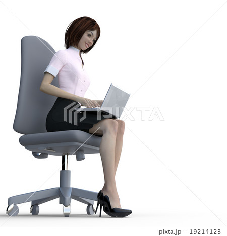 パソコンを使う女性 perming3DCGイラスト素材 パソコンを使う女性 perming3DCGイラスト素材 19214123