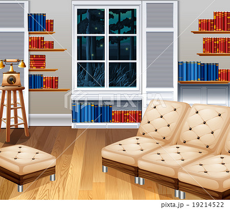 Studyroom with sofa and books 19214522