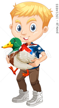 Little boy and a duck 19214693