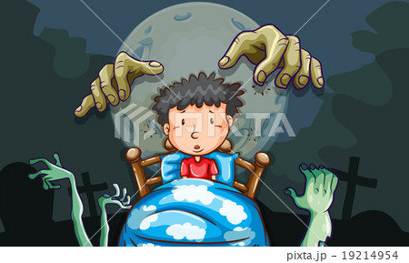 Boy in bed having nightmare 19214954