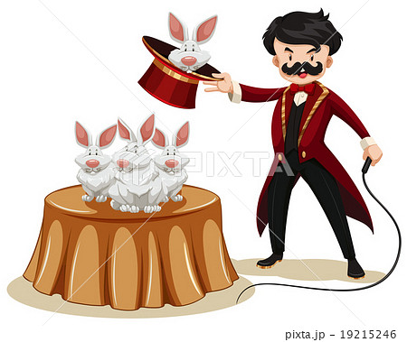 Magician and rabbits at the show 19215246