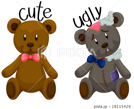 Cute Teddy Bear And Ugly Teddy Bearのイラスト素材