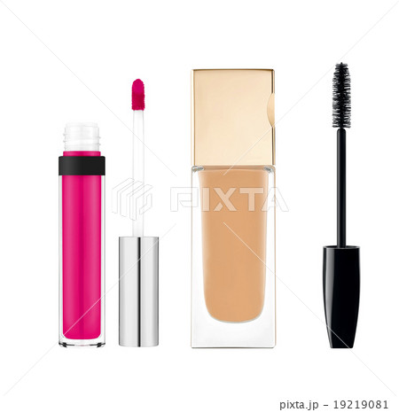 foundation, mascara, lipgloss isolated on white 19219081