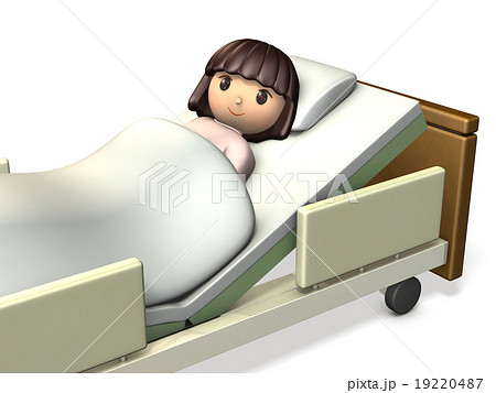 A girl lying in a bed in a hospital room - Stock Illustration [19220487] -  PIXTA