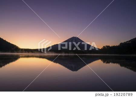 未明の精進湖と富士山 未明の精進湖と富士山 19220789