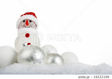 snowman in the snow with Christmas balls snowman in the snow with Christmas balls 19222199