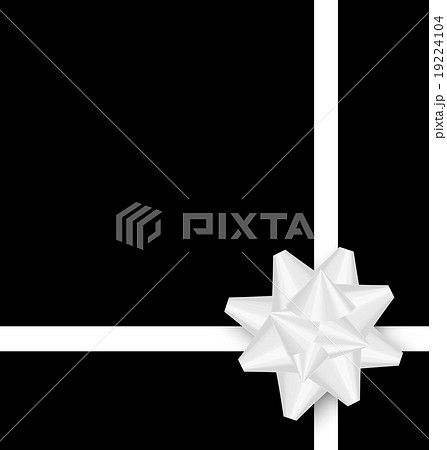 White bow cross ribbon on black background 19224104