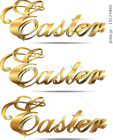 Golden text of Easter Greetings on white bac Golden text of Easter Greetings on white bac 19224800