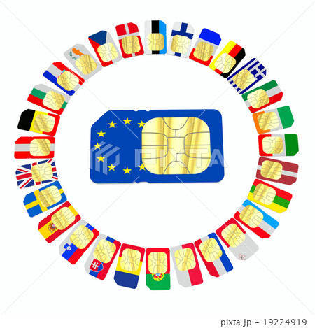 SIM cards represented as flags of European Union 19224919