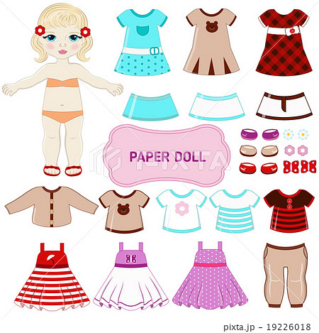 Paper doll with clothing set. Paper doll with clothing set. 19226018