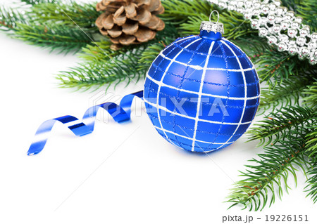 Christmas ball and fir branches with decorations Christmas ball and fir branches with decorations 19226151