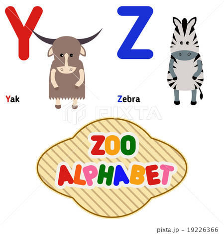 Cute zoo alphabet in vector. Y, z. Funny cartoon a 19226366