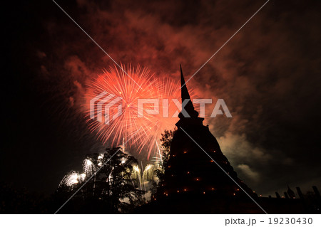 Fireworks in Loy Krathong festival at Sukhothai  19230430