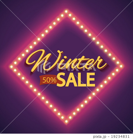 Winter sale with purple lights vintage frame 19234831