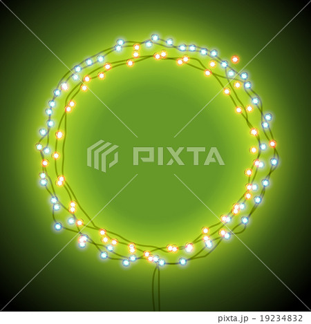 Round frame with garlands and lights Round frame with garlands and lights 19234832