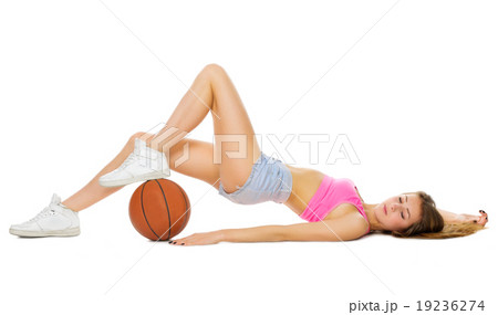 Young girl with basketball ball Young girl with basketball ball 19236274