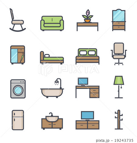 Furniture bold stroke vector color icon Furniture bold stroke vector color icon 19243735