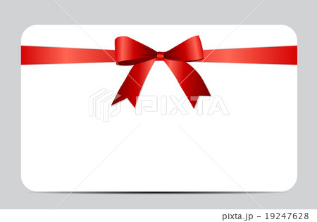Gift Card with Red Ribbon and Bow. Vector 19247628