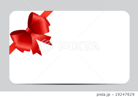 Gift Card with Red Ribbon and Bow. Vector 19247629