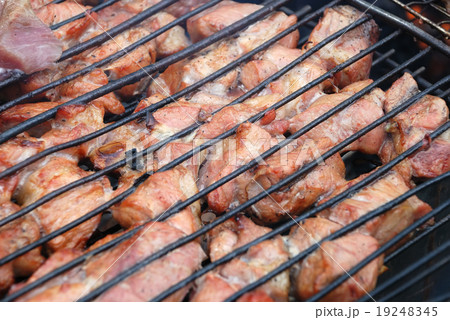 Meat slices prepare on fire Meat slices prepare on fire 19248345