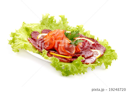 Tasty sausages, meat and greens Tasty sausages, meat and greens 19248720