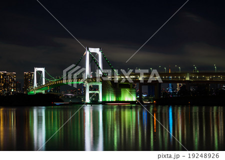 Tokyo Skyline and Rainbow Bridge at night Tokyo Skyline and Rainbow Bridge at night 19248926