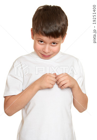 grimacing face boy portrait, teenager closeup 19251400