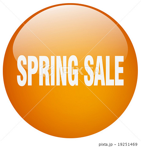 spring sale orange round gel isolated push button 19251469
