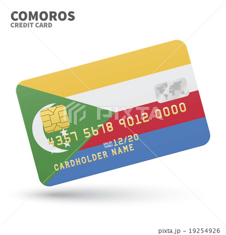 Credit card with Comoros flag background for bank 19254926