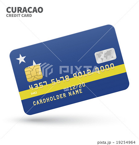 Credit card with Curacao flag background for bank 19254964