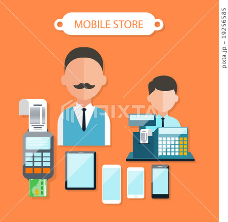 Mobile Store Concept Flat Design 19256585