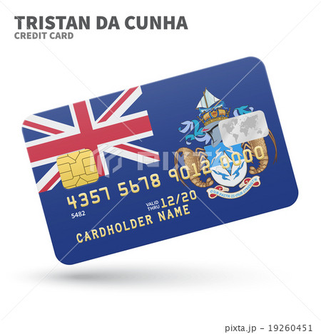 Credit card with Tristan da Cunha flag background Credit card with Tristan da Cunha flag background 19260451