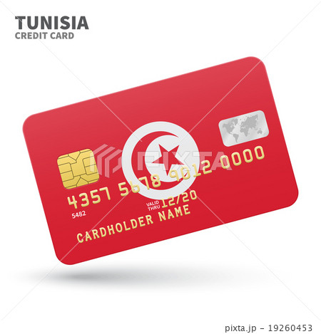 Credit card with Tunisia flag background for bank 19260453