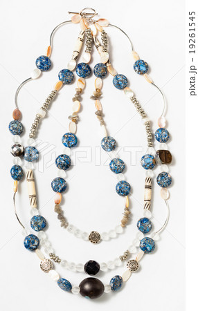 necklace from bone, nacre, artificial stone beads 19261545