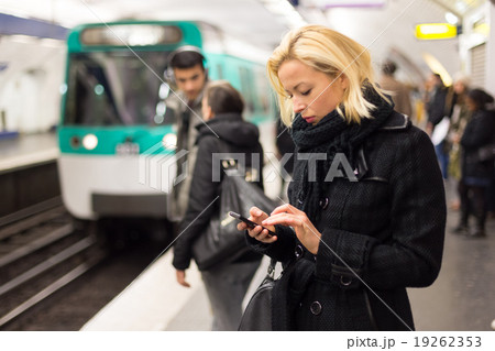 Woman on a subway station. 19262353