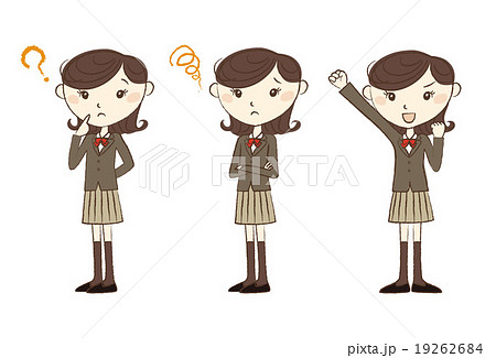 いろいろな表情とポーズの女子高校生 19262684