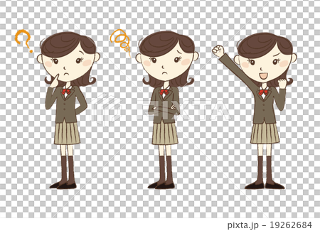 いろいろな表情とポーズの女子高校生 19262684