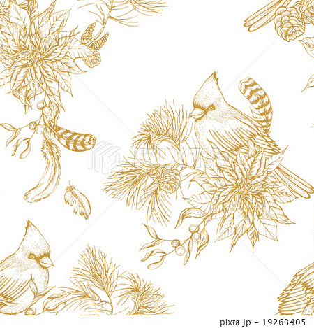 Christmas vintage floral seamless background  19263405